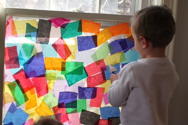 tissue paper window collage